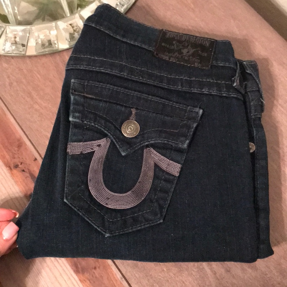 True Religion Jeans. Gray sequins detail